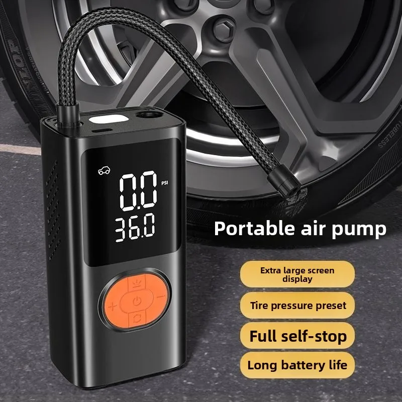 

Беспроводной автомобильный воздушный насос, электрический умный портативный автомобильный воздушный насос для шин, светодиодное освещение, аккумулятор большой емкости