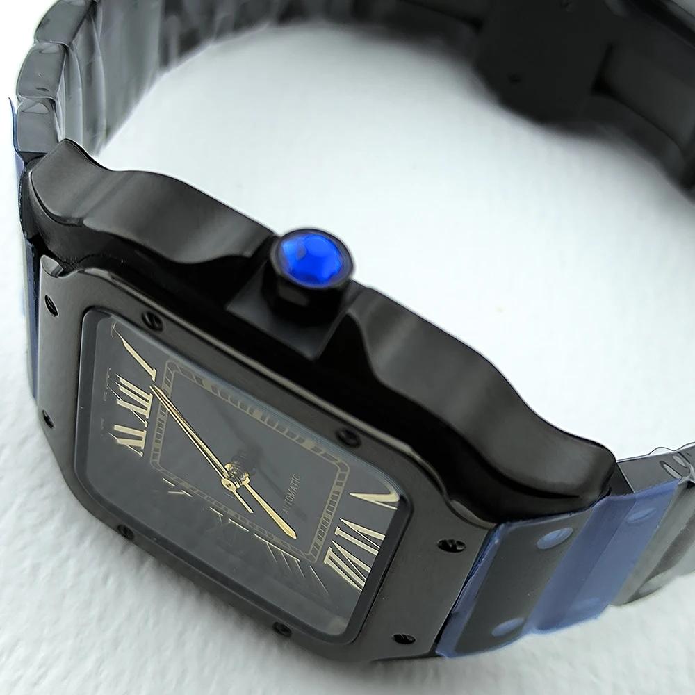38mm Black Watch NH35 Movement Watch Stainless Steel Mechanical Watch Customized LOGO Suitable for NH35 Movement Watch