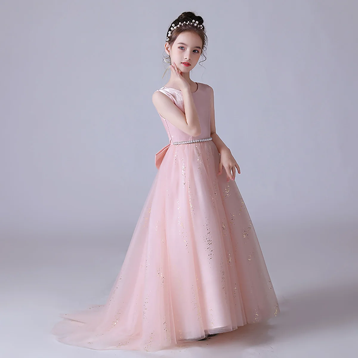 YZYmanualroom فستان زفاف للفتيات ذيل فستان وصيفة العروس الصغيرة فستان الحفلة فستان مهرجان الشاش/يمكن تخصيصها