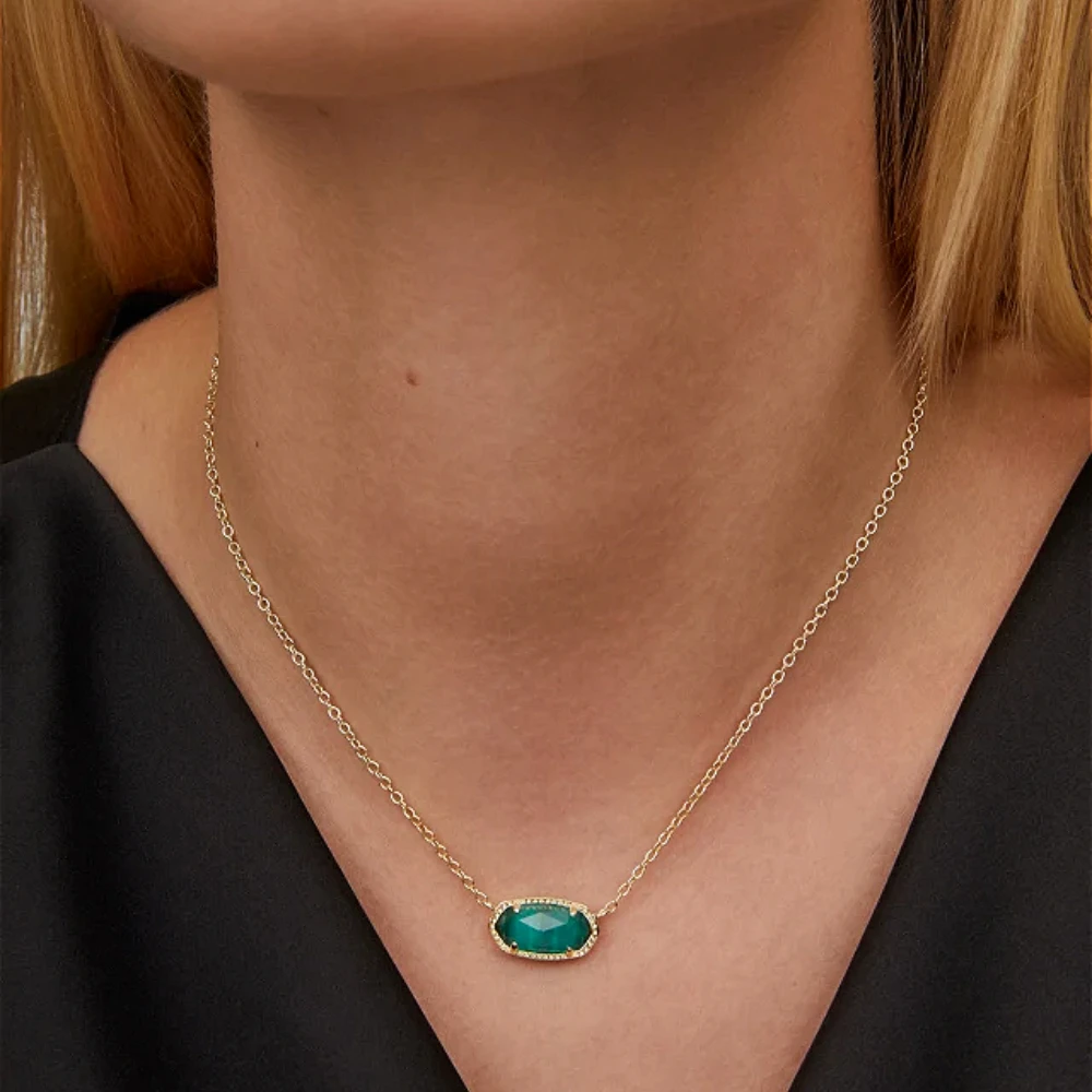 

YEEVAA EMERALD CATS EYE Gemstone Natural Crystal Pendant Necklace for Women, Fashion Jewelry, Unique Gifts