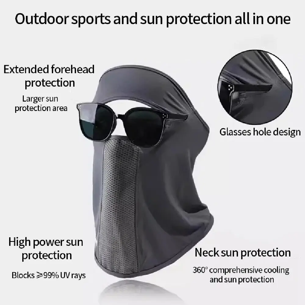 New Neck Protection Ice Silk Sunscreen Mask UPF50+ Anti-UV Face Mask Breathable Ear Cord Face Cover Scarf Outdoor Sports