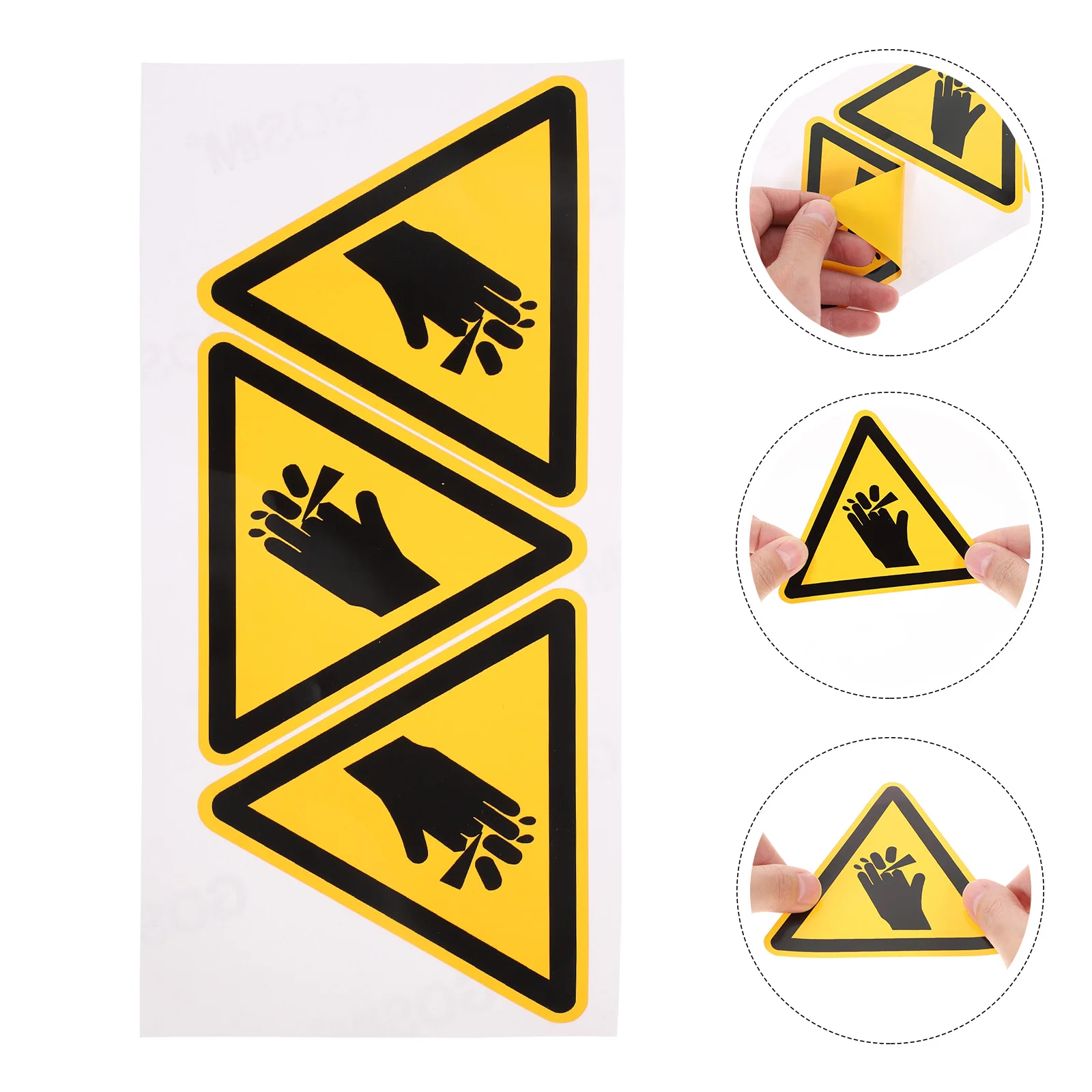 3 Pcs Warning Stickers Labels Sign for Machine Safety Hand Crushing Nail Security Caution Self-adhesive Vinyl Cutting Decals