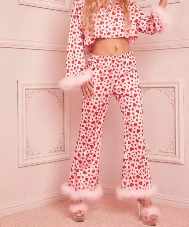 Women's Two-Piece Set Fashion Autumn Sweet Navel Print Casual Set Sleepwear 3D Effect Sexy and Elegant Two-Piece Set