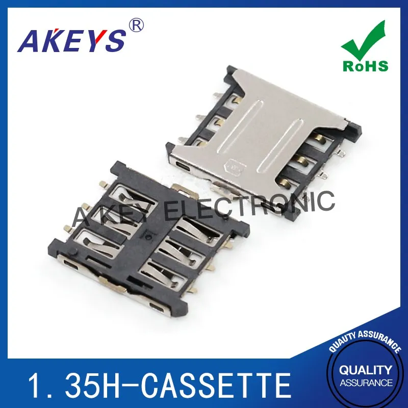 5PCS Nano-sim-klb-6p-patch-pull card holder-1.35h 6-pin patch SIM card holder with column