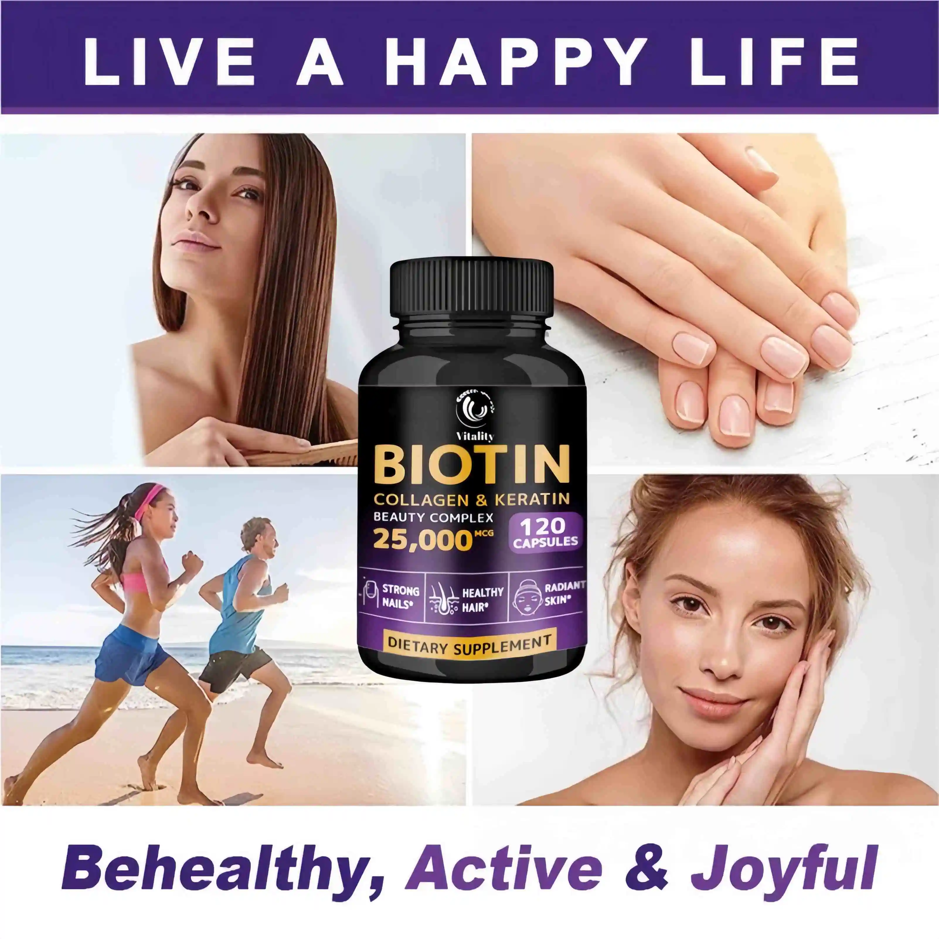 Hair Skin & Nails Vitamins - Biotin Collagen Keratin Capsules