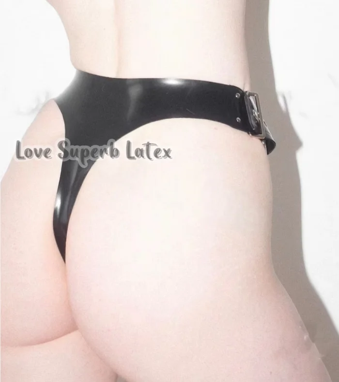 Latex Women's Latex G-string Briefs With Buckle Fetish Latex Rubber Lady's Brief Latex Gummi Panties No Zipper Halloween Party view 2