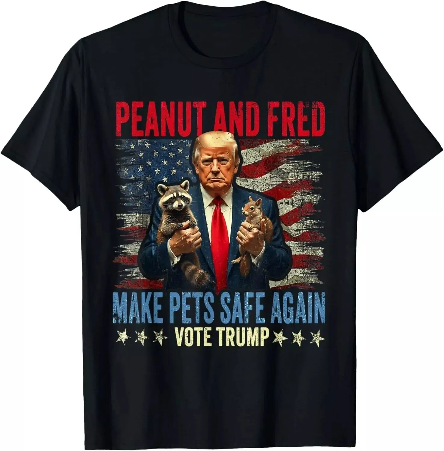 PEANUT AND FREDMAKE PETS SAFE AGAIN VOTE TRUMP2024 Men's and women's gender T-shirts Fashion casual short-sleeved shirts