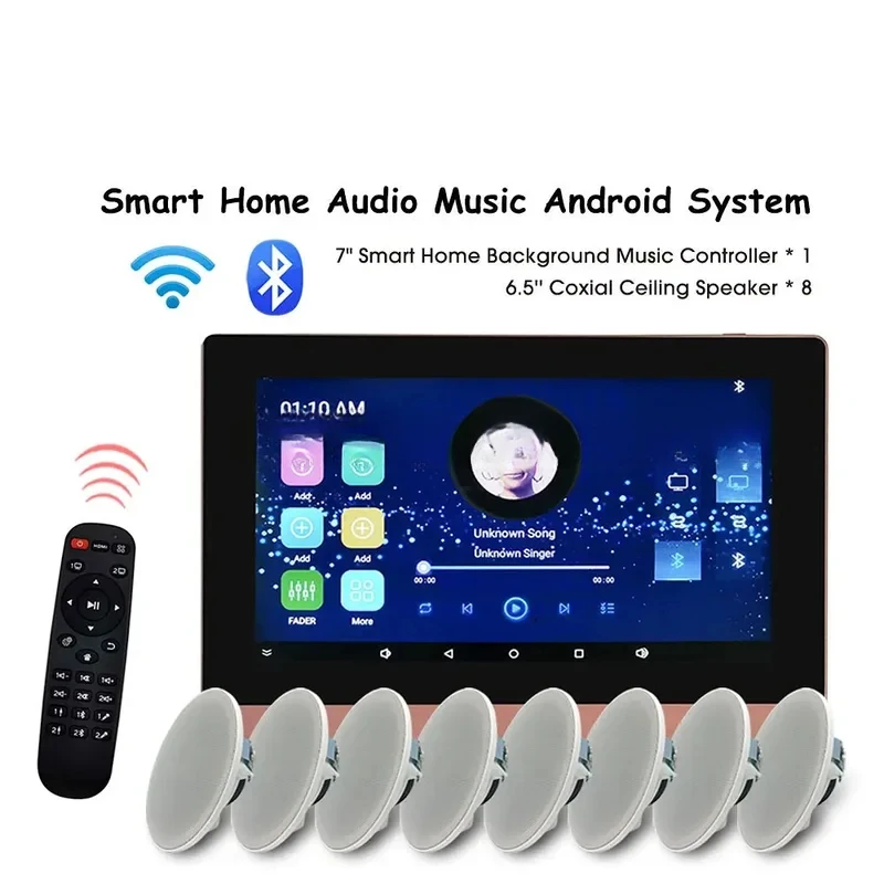 -Compatible WiFi Wireless Screen Wall Amplifier Android Audio Ceiling Speaker Home Theater System Full Set