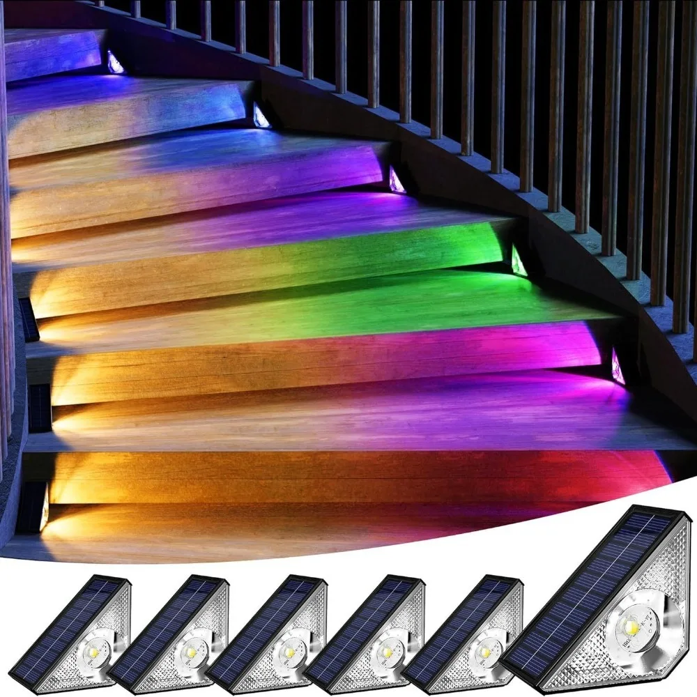 

Solar step light walk stair steady warm light multicolor fixed color multi-mode new luminous decoration solar lights outdoor