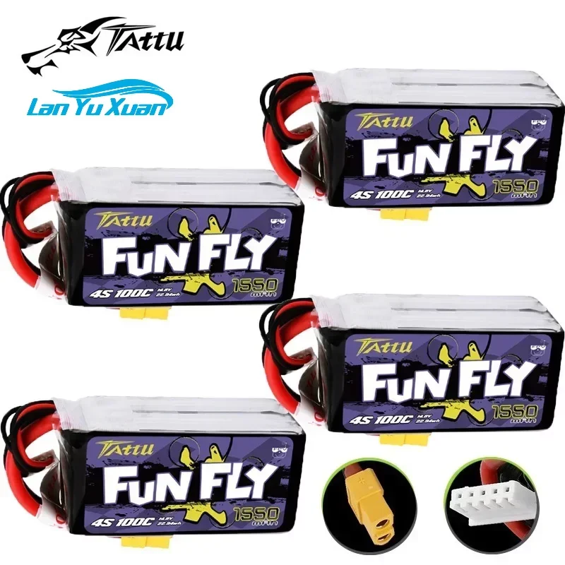 

TATTU FUNFLY 100C 1550 мАч 4S 14,8 в литий-полимерная батарея для радиоуправляемого вертолета квадрокоптера FPV гоночных запчастей перезаряжаемая батарея