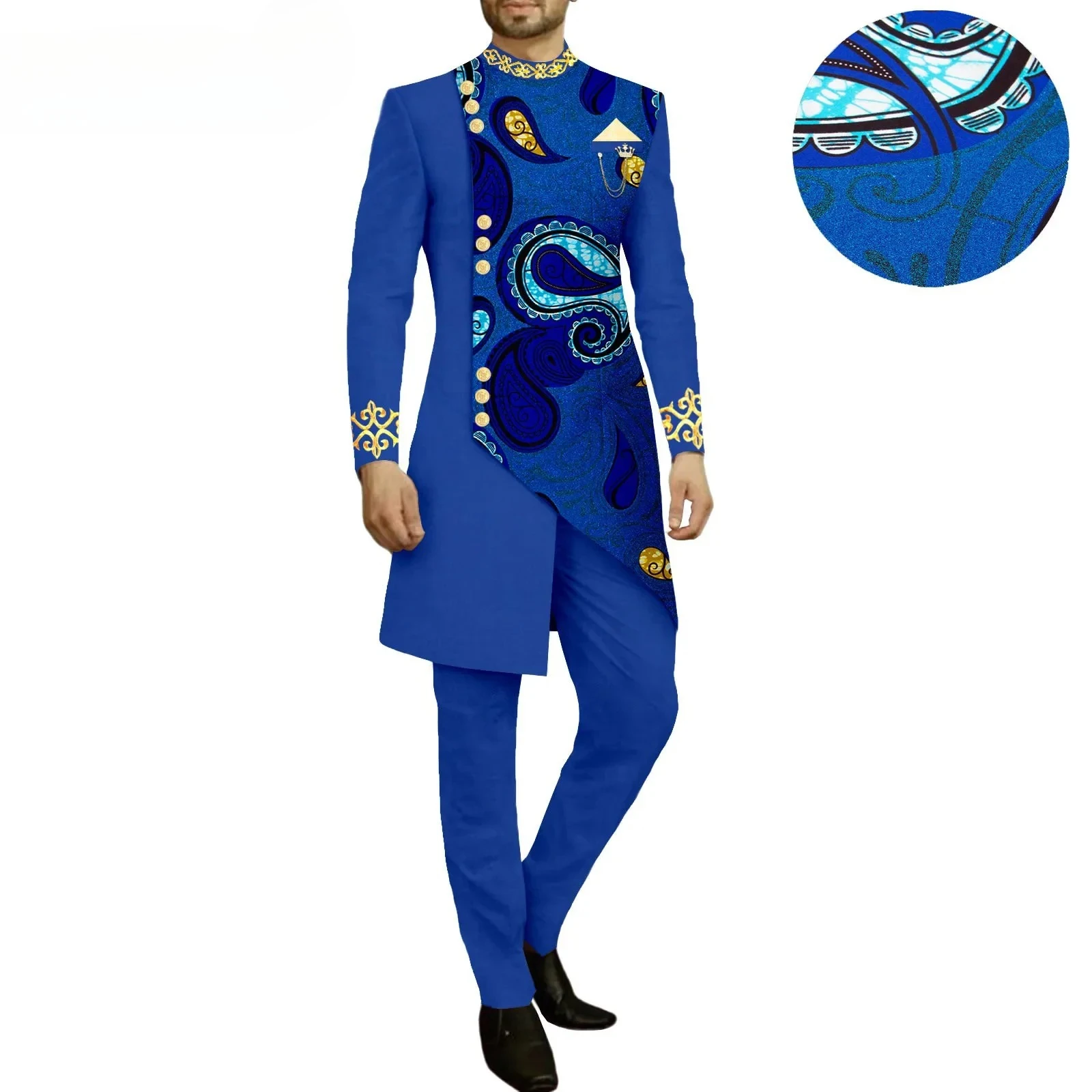

New Fashion Item: African Ethnic Casual Slim-fit Men's Suit (top + Trousers) Men's Formal Wedding Groom and Best Man Attire