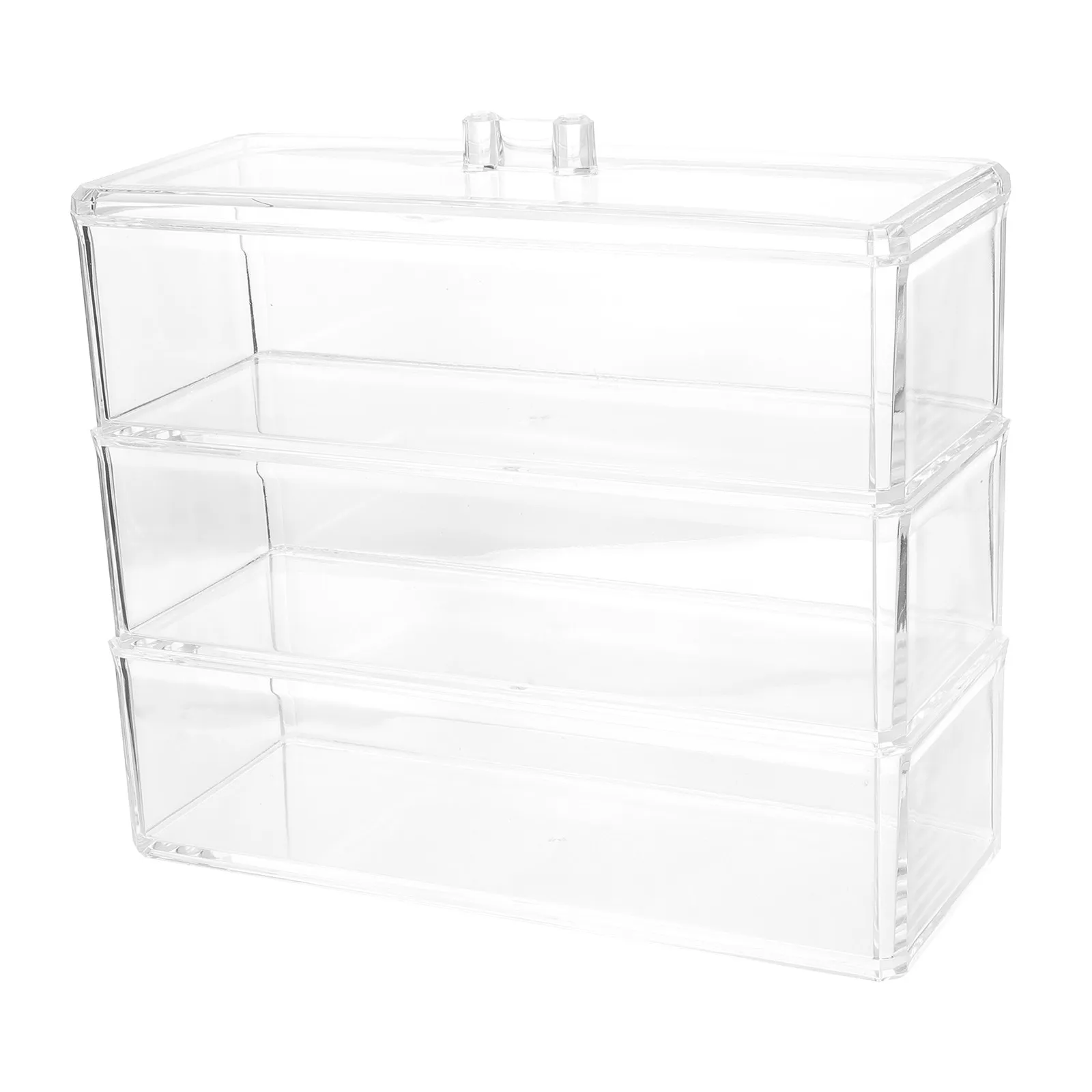 

1 шт. акриловая коробка для хранения, прозрачный настольный органайзер, вместительный трехслойный держатель для косметики и украшений