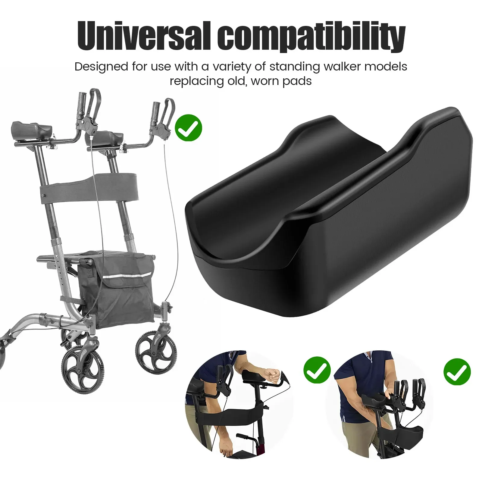 Universal Armrest Pad Ergonomic Upright Walker Wear Resistant Rollator Forearm Pad Provide for Cushioning and Relieve Pressure