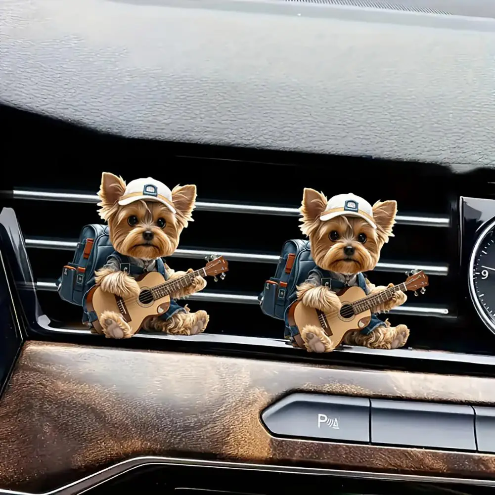 

Decorative Car Accessory Strumming Yorkie Car Vent Clip Yorkie Car Vent Clip Cute Dog Air Freshener Guitar Enthusiast for Dog