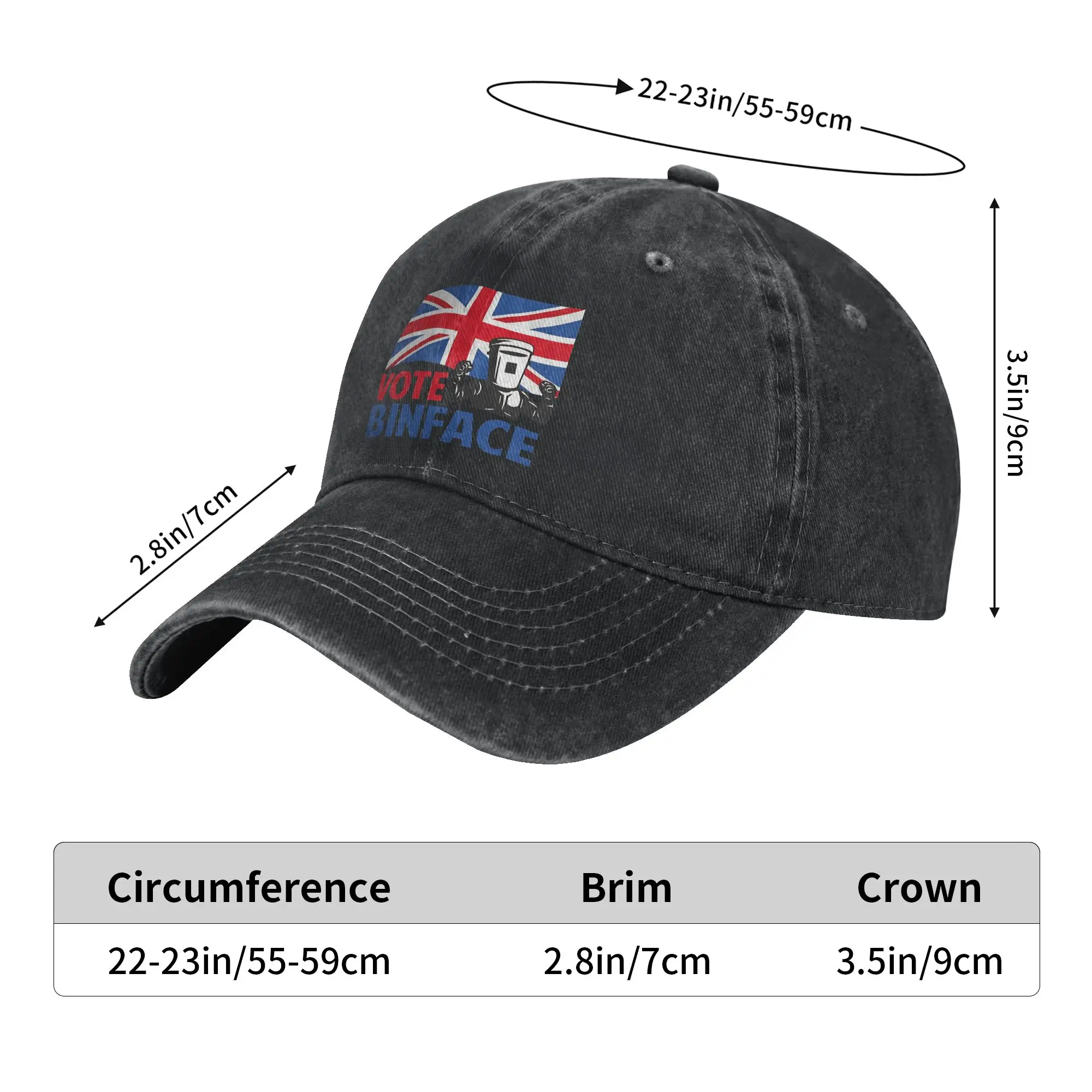 Count Binface design Vote Binface Washed Baseball Cap  Fashion Sun Hip Hop Hats Summer Unisex-Teens Outdoor Sports Baseball Caps