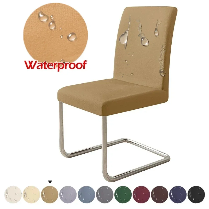 

Waterproof Adjustable Chair Covers Set Dining Room Stretch Solid Color Seat Slipcover Removable High Back Chairs Cover