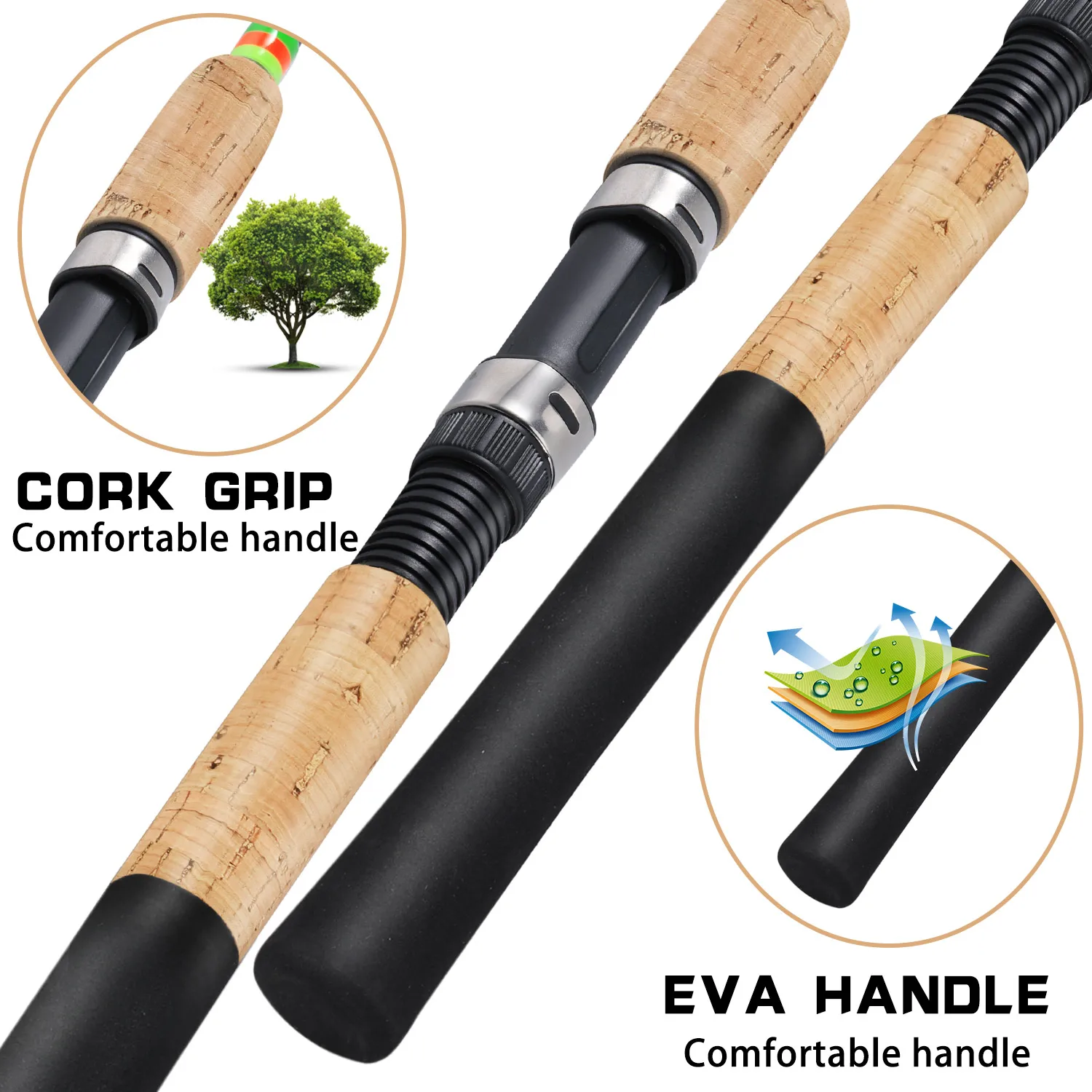 Sougayilang 3M Feeder Fishing Rod Cork Handle Carbon Fibre Spinning Fishing Rods L M H Power 30-120g Lure Weight Carp Pole Pesca