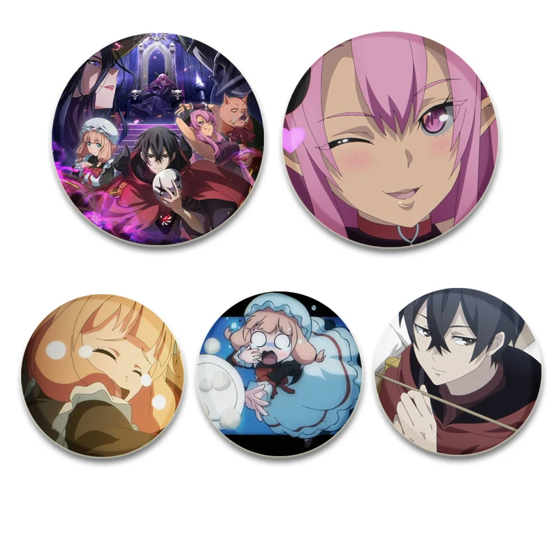 Anime The Strongest Magician in The Demon Lord's Army Was A Human Cartoon Badge Round DIY Creative Brooches Accessories Gifts