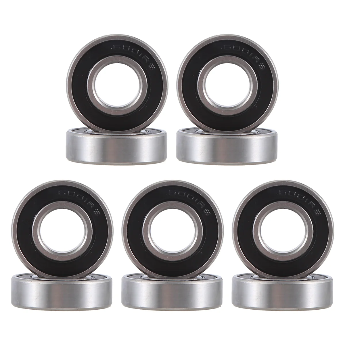 6001RS Deep Groove Ball Bearing 28 x 12 x 8 mm 10 Pieces, Silver & Black