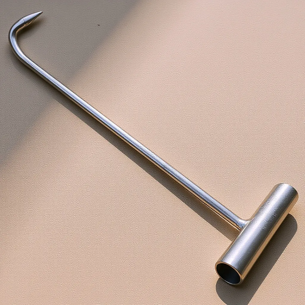 Manhole Lid Lifter with T Handle Stainless Steel Heavy Duty Hook for Sewer Drain Cover Removal Durable Plumbing Moving Tool