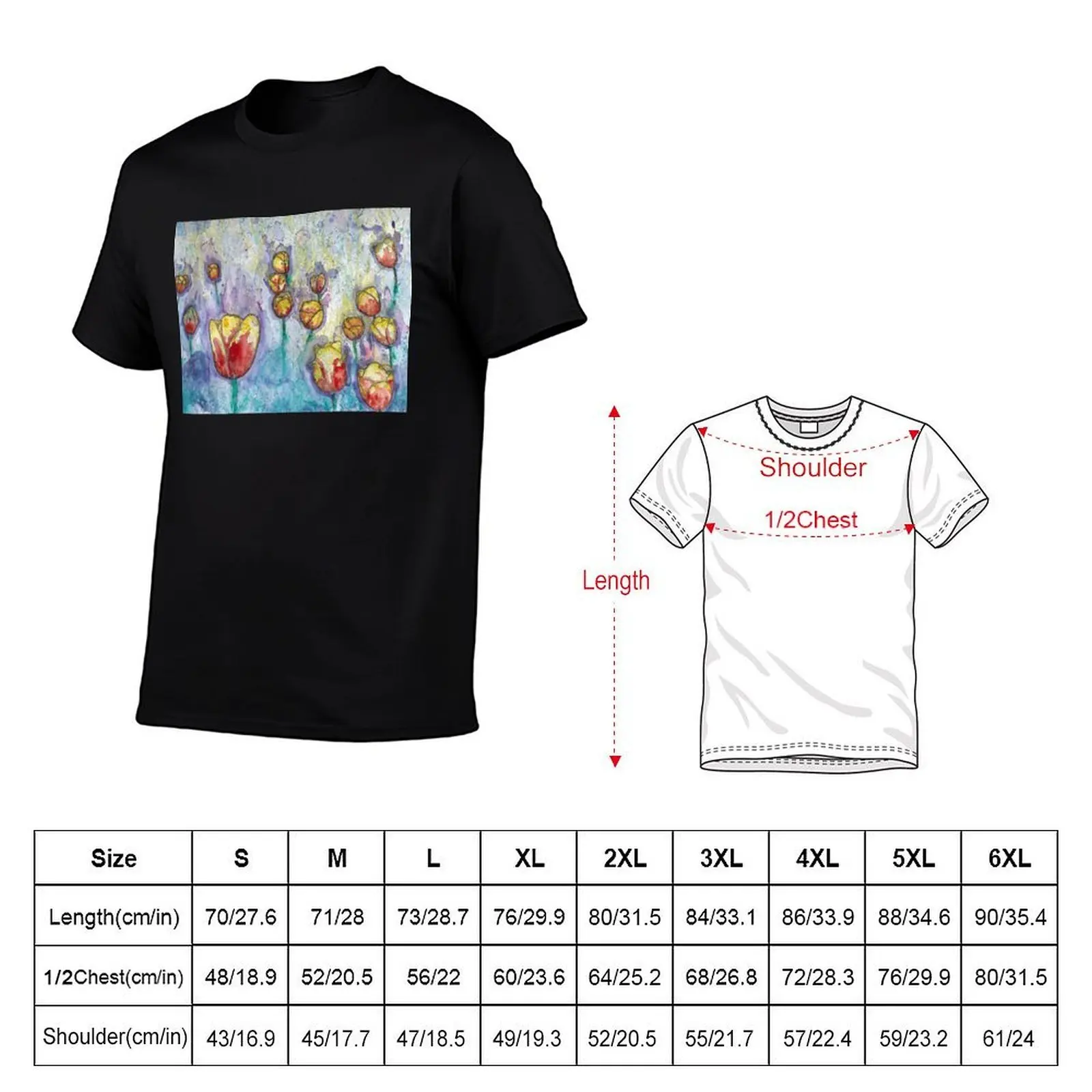 tulips T-Shirt shirts graphic tee plain plus size tops shirts graphic Short sleeve tee men