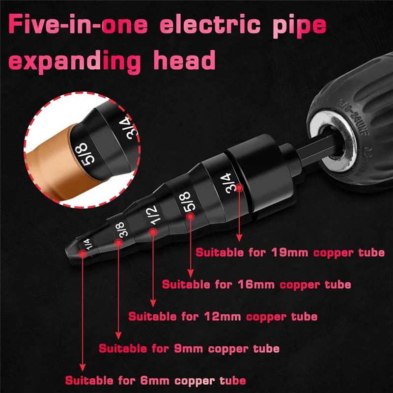 

【NEW】13 Piece Copper Flaring Tool Pipe Expander, HVAC Repairing Kit Carbon Steel 1/4In,3/8In,1/2In,5/8In,3/4In,7/8In Boring Dril