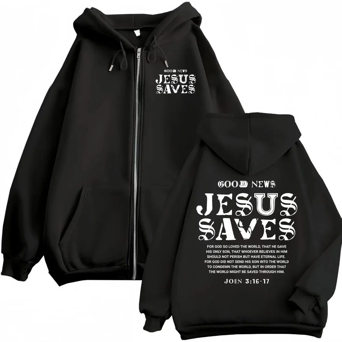 

Jesus Christian Bible Verse Print Zipper Hoodies High Quality Fashion Oversized Zip Up Pullovers Men Women Casual Sweatshirts