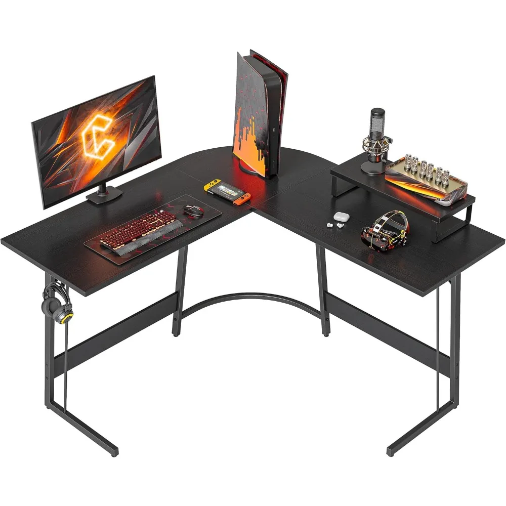 Large Corner Desk for Home Office, 47 Inch L-Shaped Computer Desk with Ample Monitor Stand Space