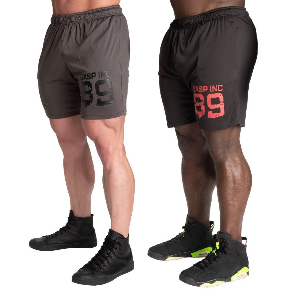 

GASP Fitn orts Men's Spor Breathable Elastic Muscle Squat Deep Large Size Zipper Tee-quarter Length Sweat Absorbent