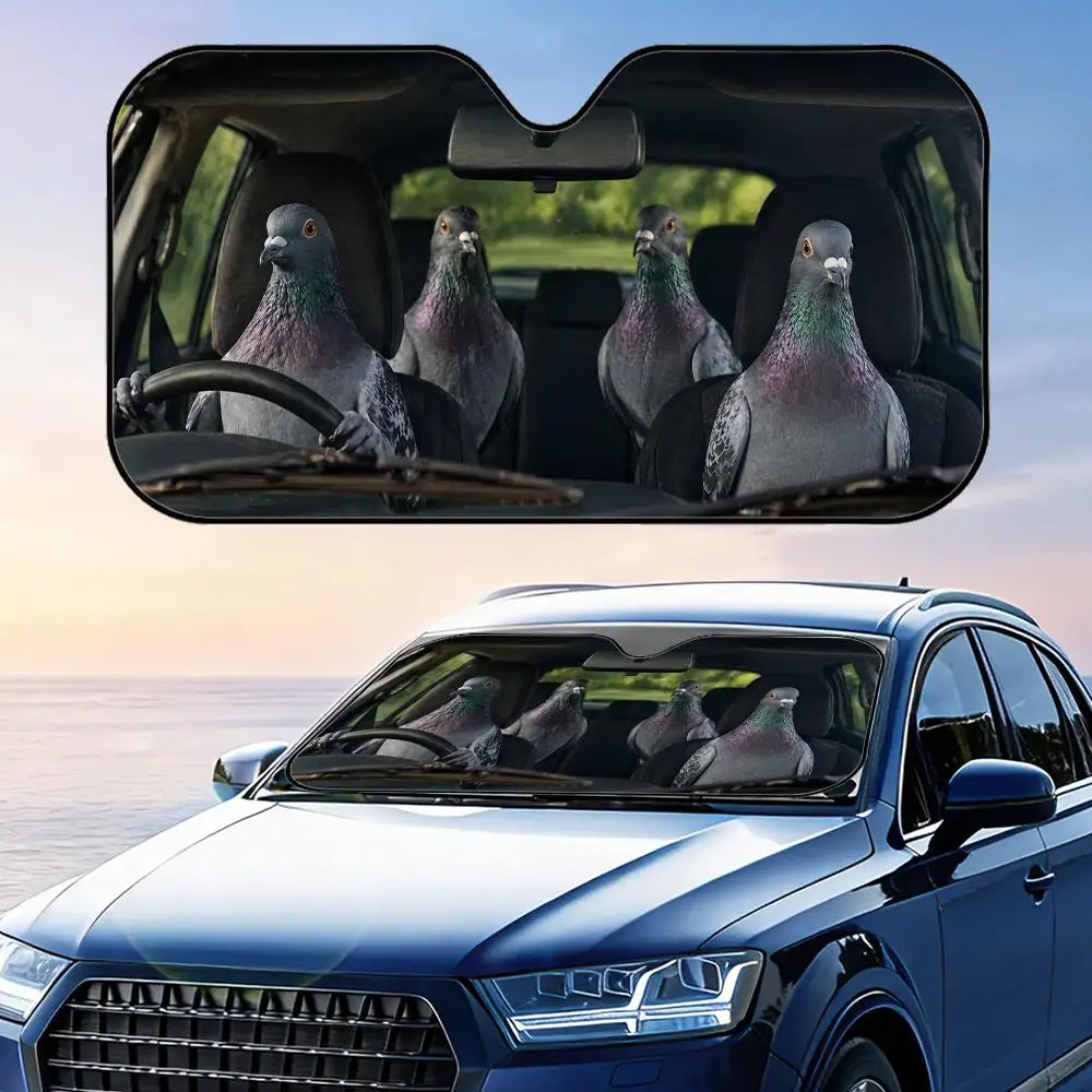 

Animal Pigeon Driving Sun Visor Foldable Universal Car Windshield Sun Shade UV Protection Heat Insulation Foldable Cover