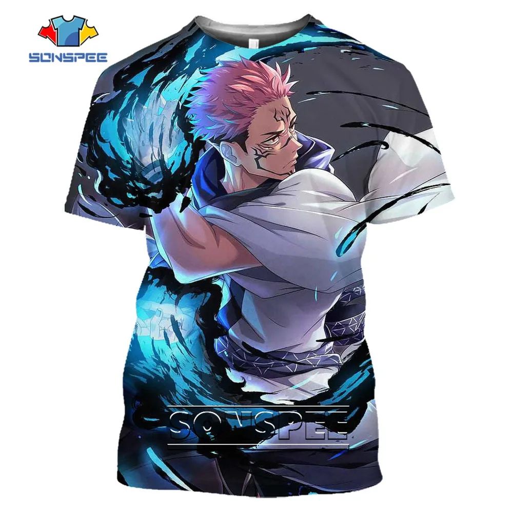 SONSPEE Summer Jujutsu Kaisen Pattern 3D Printed Kids T-shirt Clothing Short Sleeve Sportswear T Shirt for Men Size All-Match