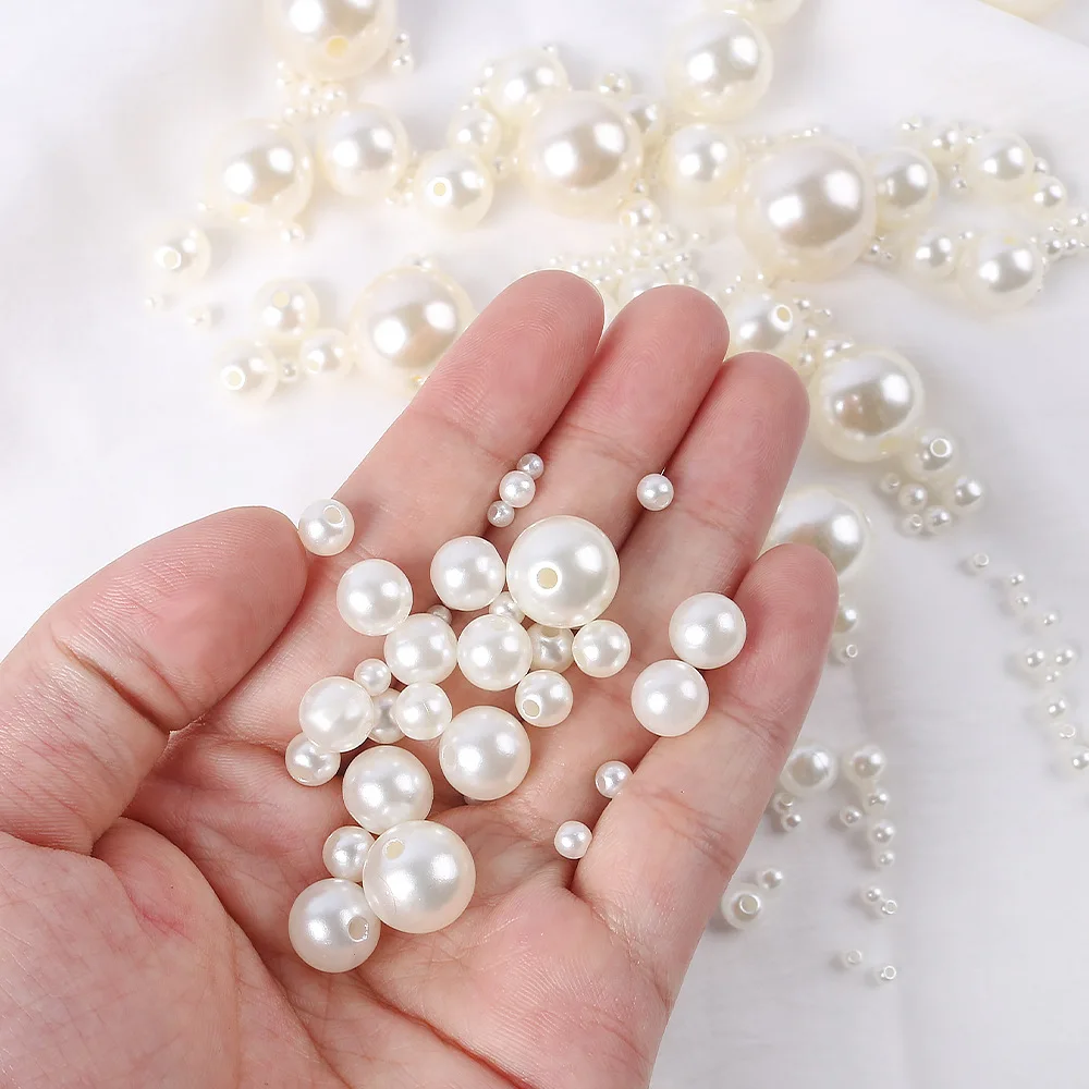 3-20mm ABS Imitation Pearl Ivory Pearl Beads with Hole Craft Bead Acrylic Loose Pearls for DIY Bracelet Sew Craft  Making - view 4