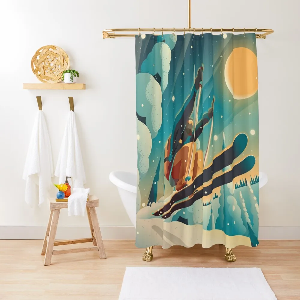 

Freeride sesh in the fresh pow Shower Curtain For Shower Waterproof Bath And Anti-Mold Window Curtain