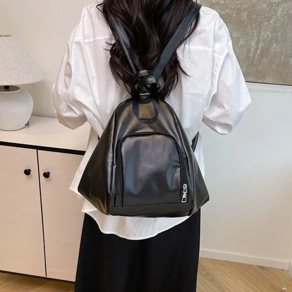 حقيبة هوبو بلون واحد حقيبة كتف بولي Leather جلد مقاوم للماء حقيبة كروسبودي حقيبة مدرسية سعة كبيرة حقيبة ظهر نسائية للرجال #3