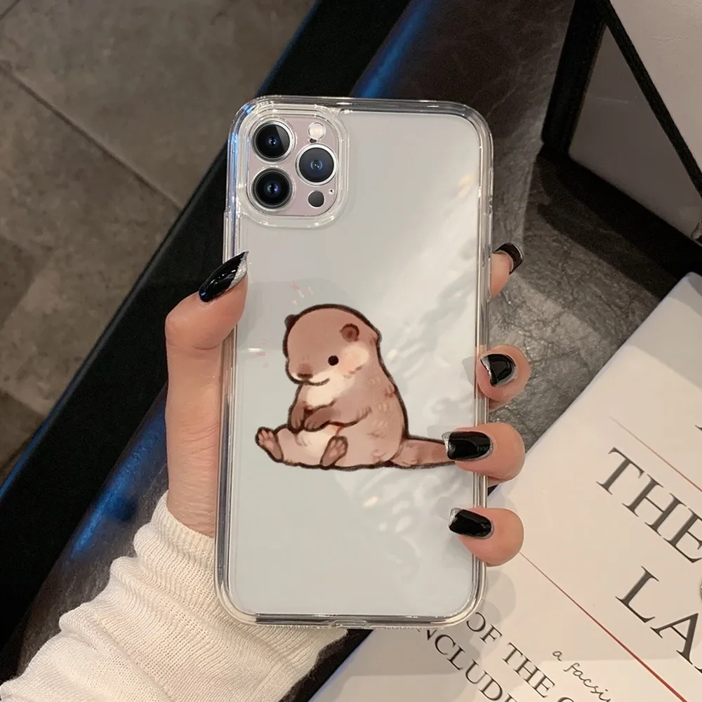 Animal otter Cute Phone Case For iPhone 15 13 14 Pro Max XS XR 12 11 Pro 13 Mini 6 7 8 Plus Soft Clear Back Cover