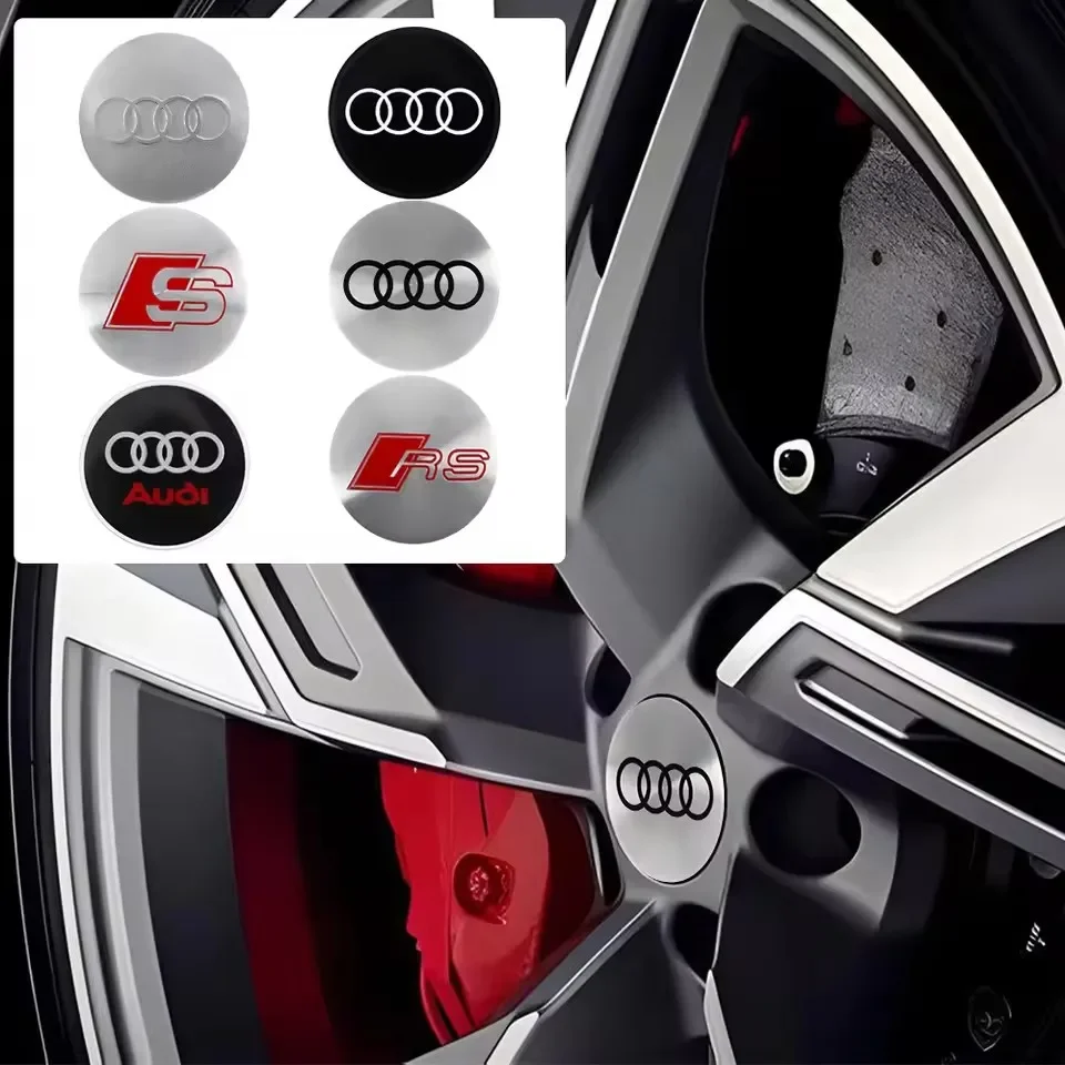 4Pcs 56/60mm Car Wheel Hub Caps Emblem Hubcap Badge Stickers Decoration For Audi Sline A1 A2 A3 A4 A4L P 8V 8L RS RS3 RS4 S3 S5