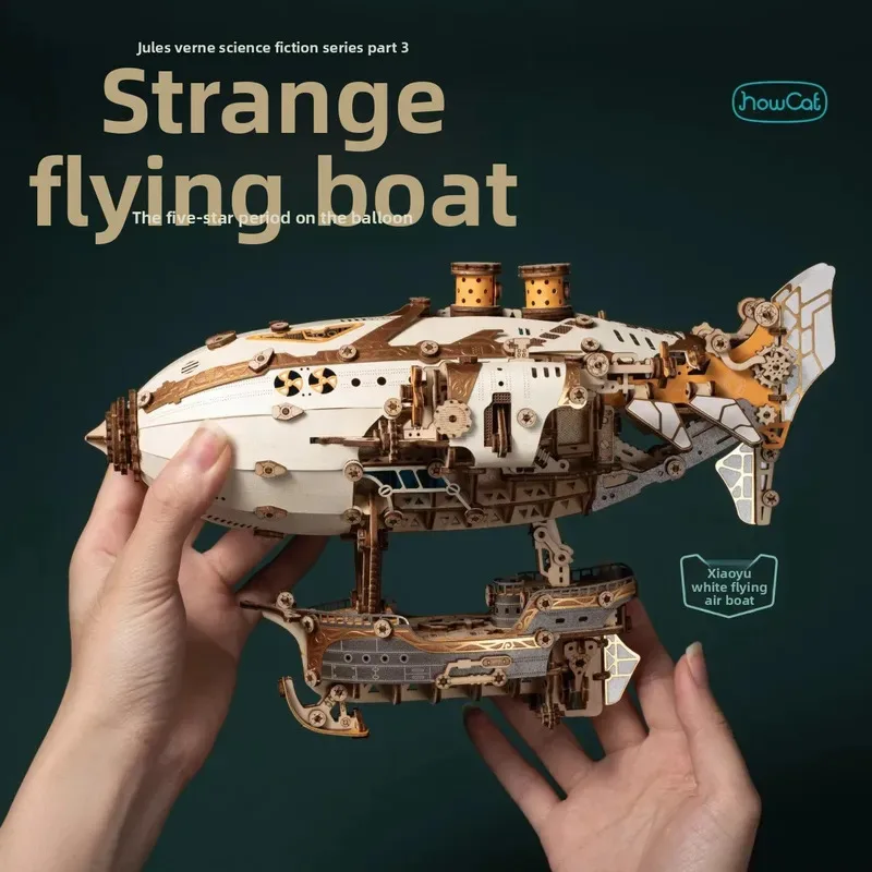 لعبة مكعبات بناء خشبية مصنوعة يدويًا من Magic Castle House Steam City Fantasy هدية عيد ميلاد للأولاد والبنات