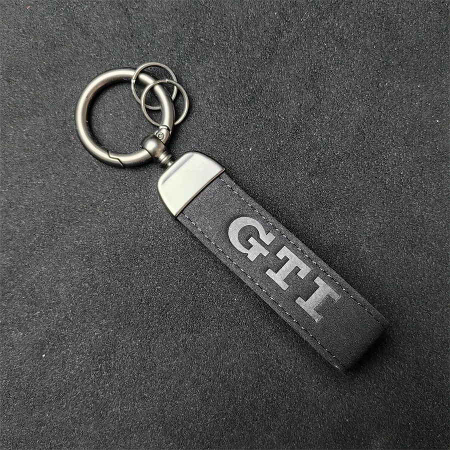 Luxury Suede Leather Car Logo Keychain key Holder Key Ring For VW R GTI Polo Golf Passat Tiguan Arteon Touareg Taigo Caddy GTD