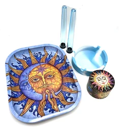 7.1X5.5in Metal Cigar Rolling Tray Soft Silicone Ashtray Storage Tube Container Zinc Alloy Grass Grinder Smoking Kit Accesories