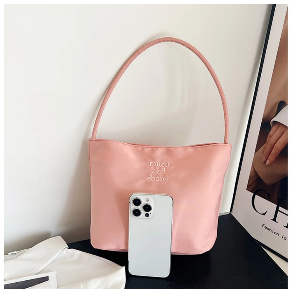 Korean Mucu & Ebony Fashion Tote Bag, muchandebony Underarm Nylon Embroidered Handbag for Women\'s Simple Shoulder Bag