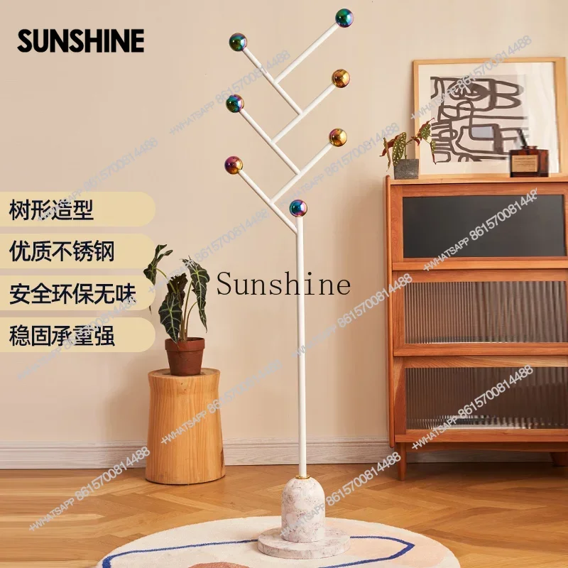 Simple tree-shaped stainless steel hat floor hanger