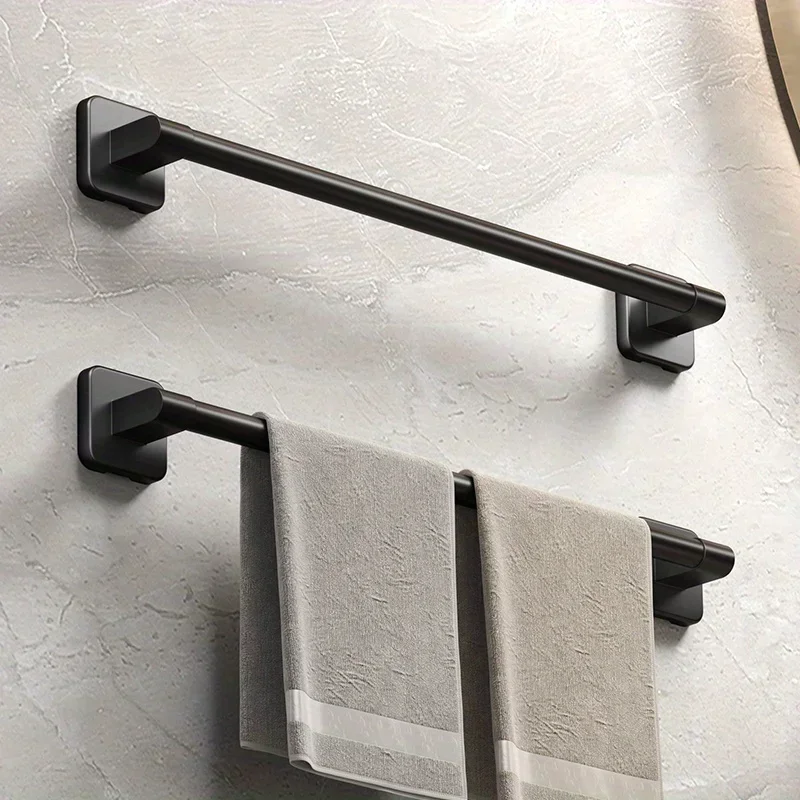 Self-Adhesive Towel Rack Bathroom Towel Holder Without Drilling Bathroom Black Corner Shelf Bar 50CM Bathroom Storage Towel Rail