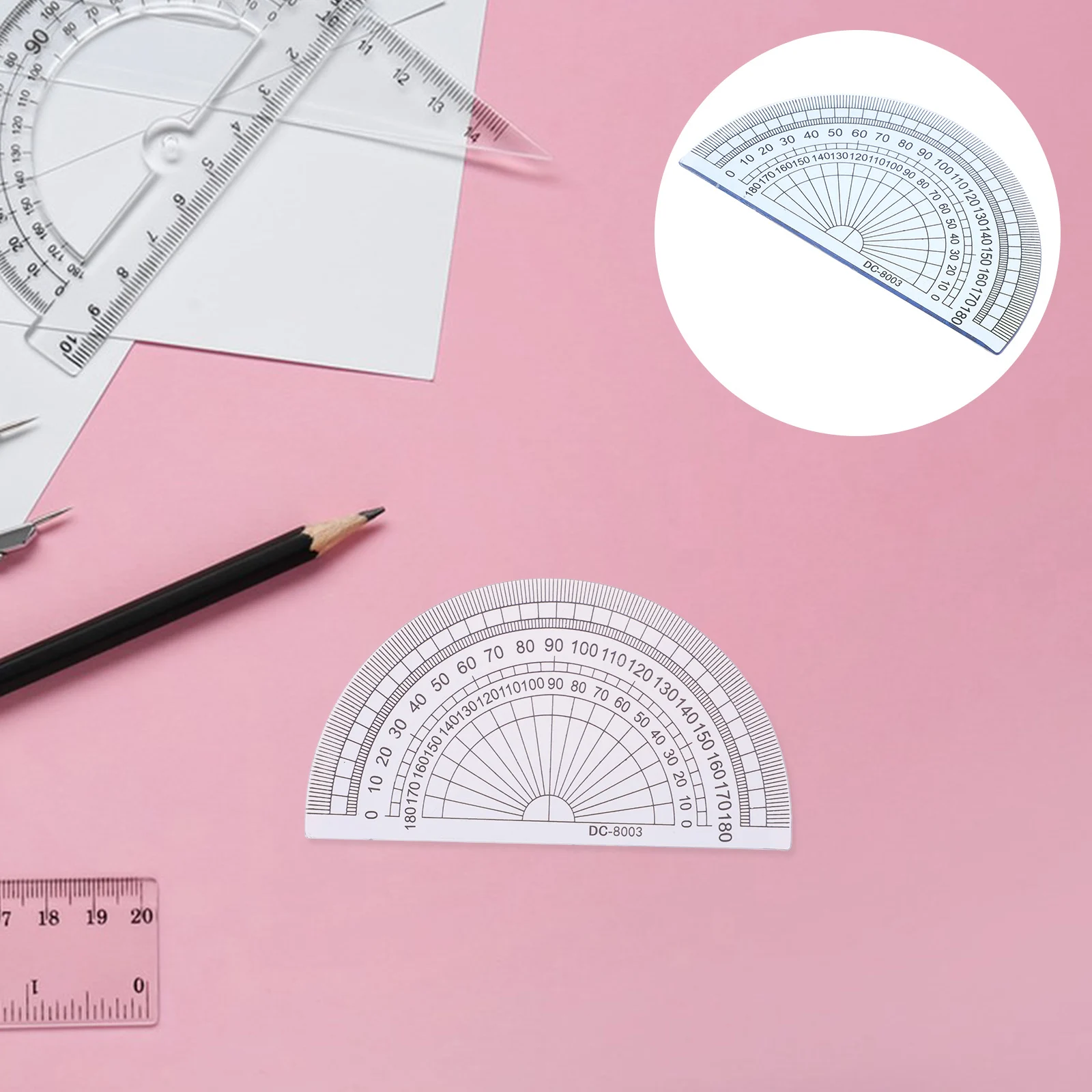 

20 pcs Plastic Protractor 180 Degrees Angle Measurement Rulers Students School Supplies Math Tool Technical Drawing