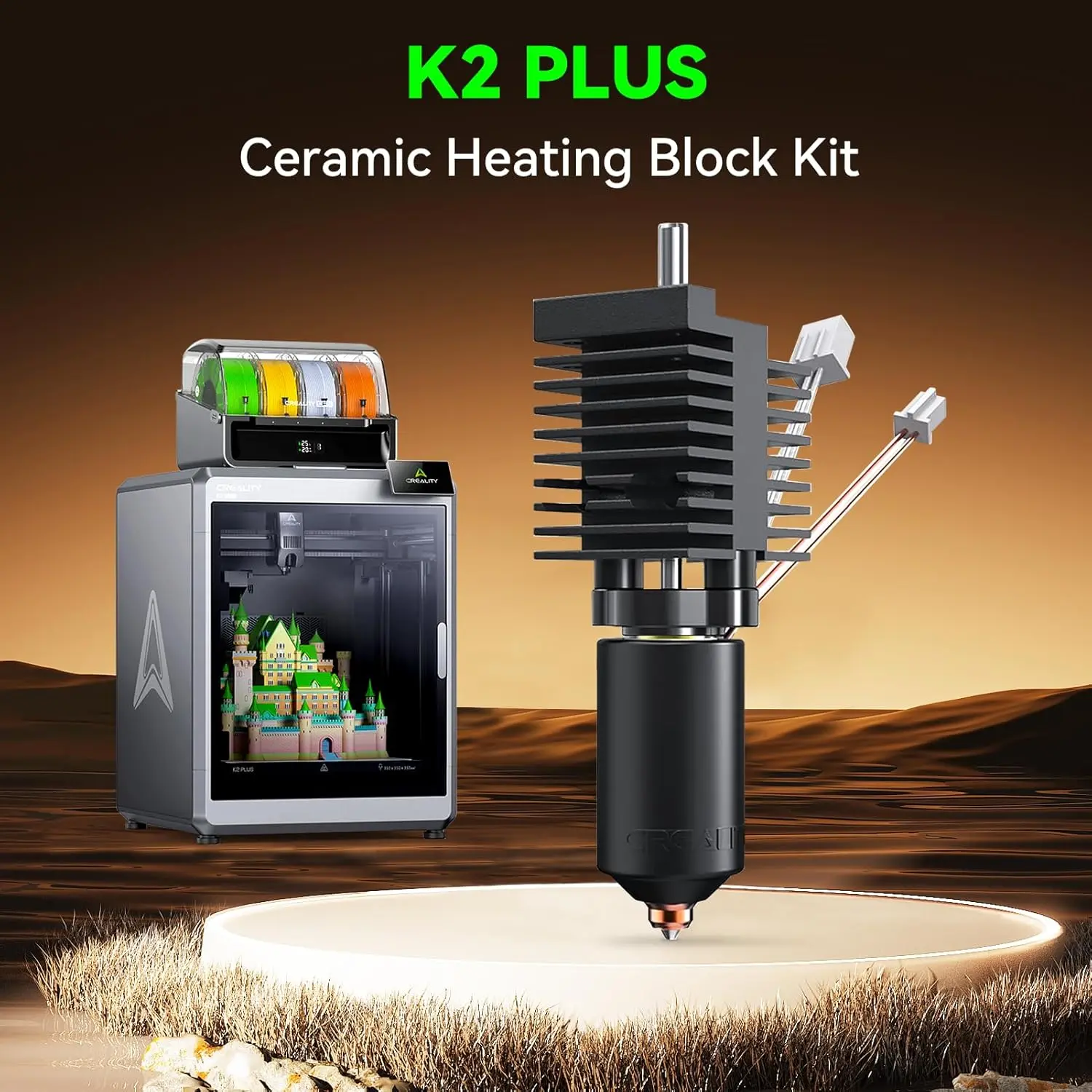 Creality K2 Plus Ceramic Heating Block Kit 350°C High Temperature Resistance 0.4mm Quick-swap Nozzle 3D Printer Accessories