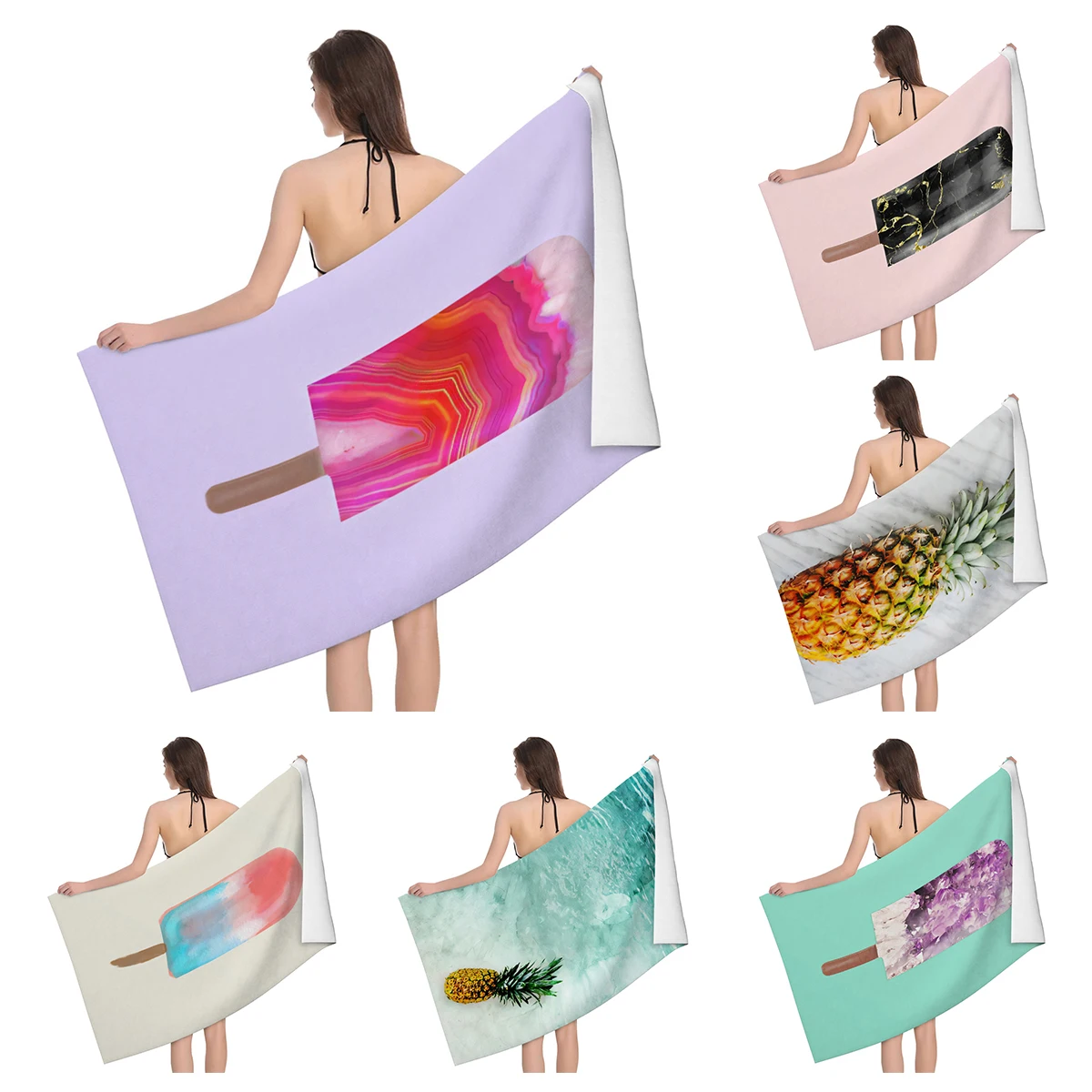 Home bath towels body towels bathroom quick drying microfiber beach Oil painting style man large sports towel  landscape plant