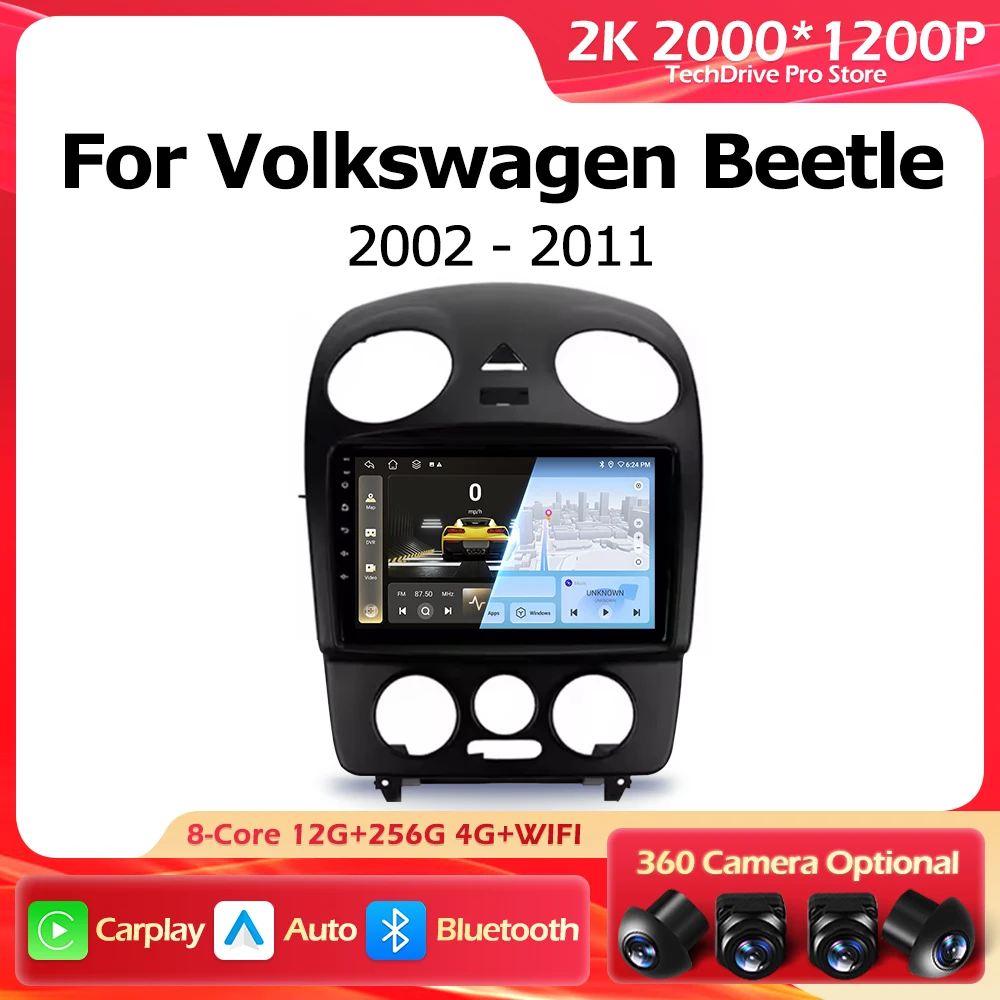 Android 15 Car Radio For Volkswagen Beetle A4 2002-2011 GPS Navigation Auto Wireless CarPlay Lntelligent Multimedia Touch Screen