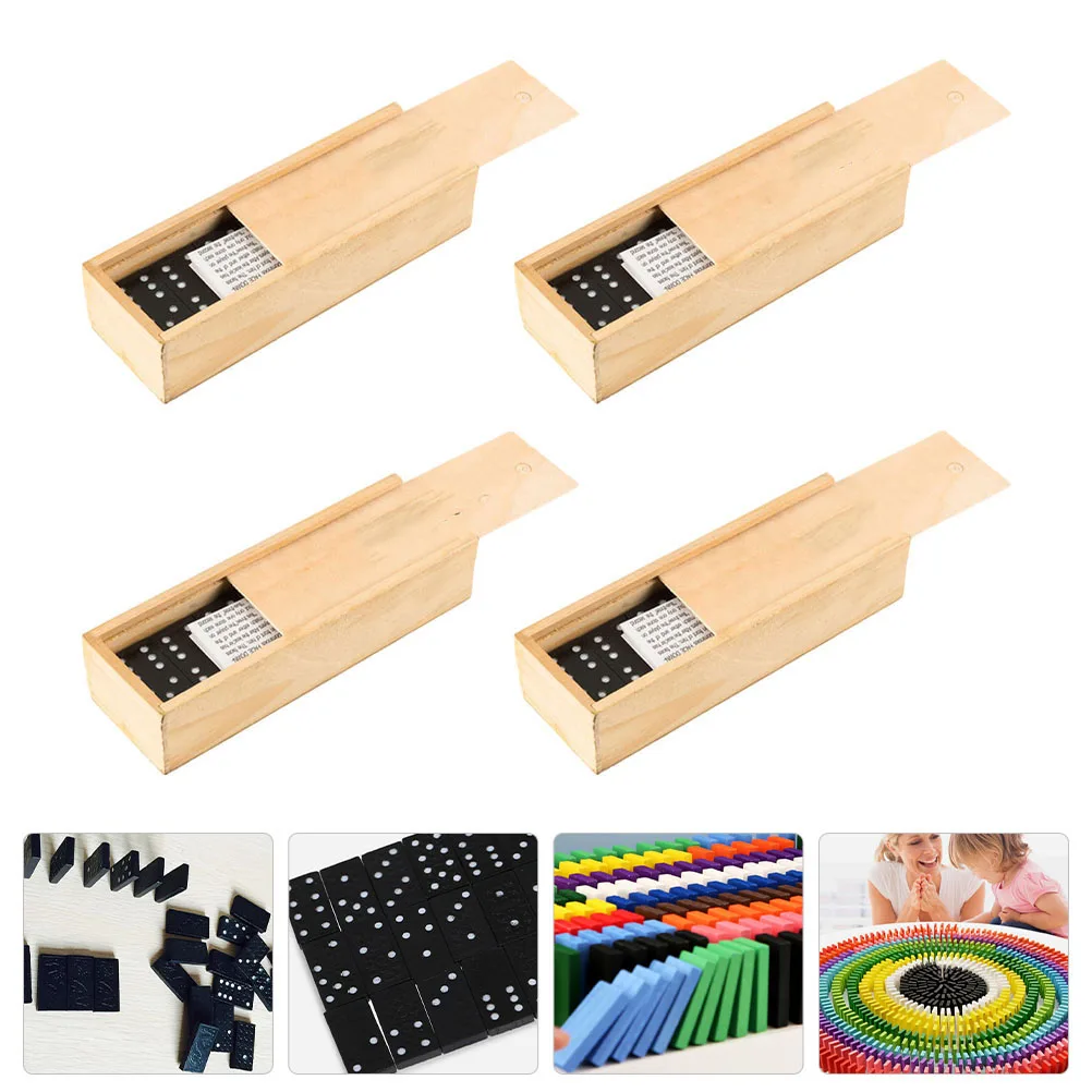 

Dominoes Interesting Plaything Wood Chip Toys Kids Dominos for Adults Black Funny Blocks Interactive