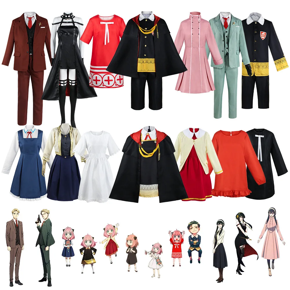 

Anime Spy X Family Cosplay Costume Killer Couple Twilight Green Suit Loid Forger Yor Forger Black Dress Halloween Party Clothes