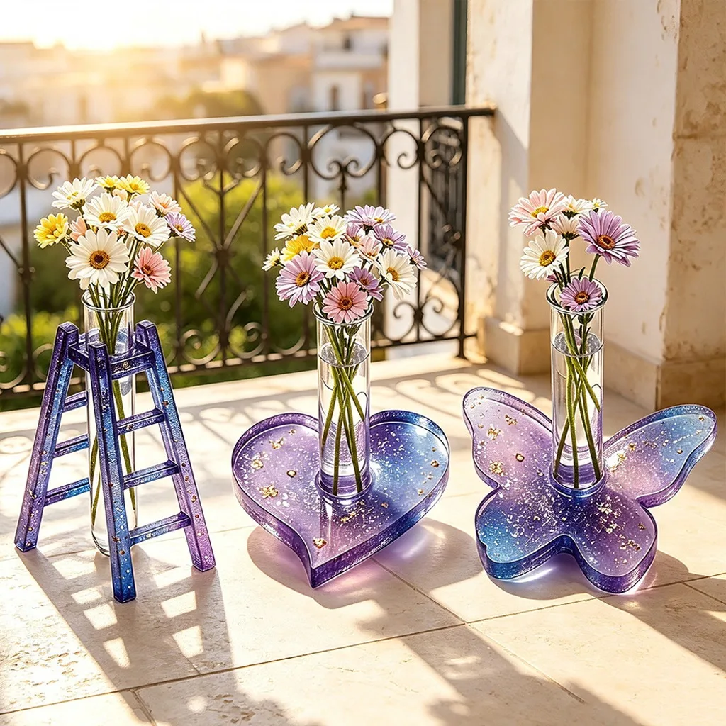 Test Tube Propagation Station Silicone Mold Butterfly Heart Epoxy Resin Mold Hydroponic Flower Vase Holder DIY Table Home Decor