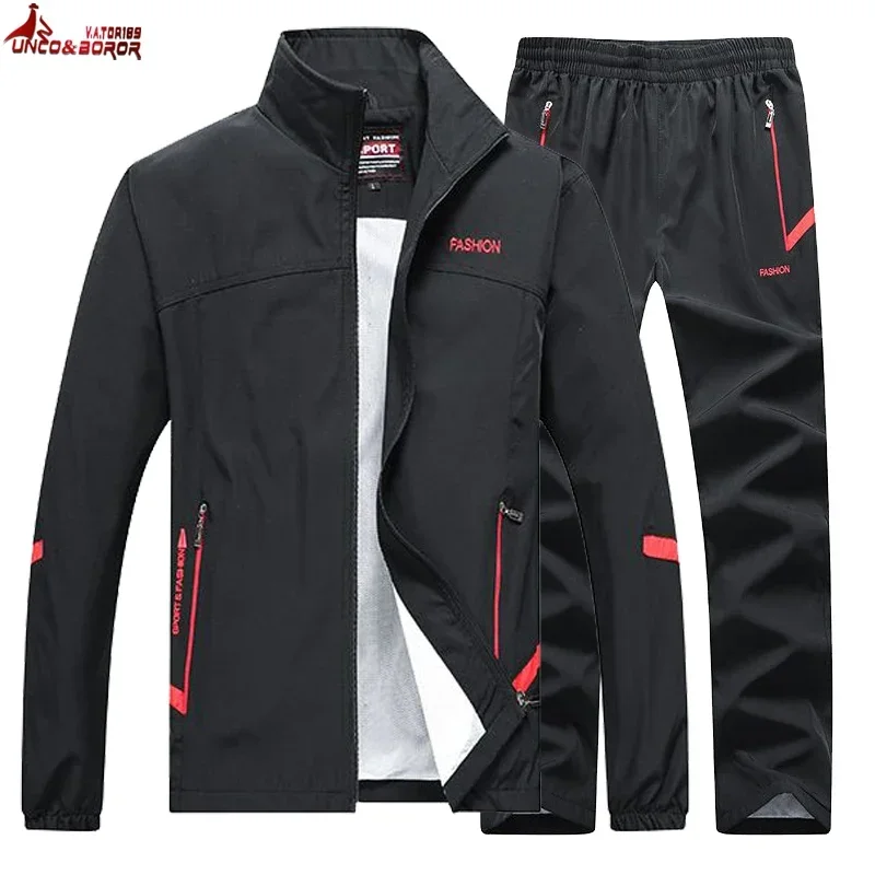 Men\'s Sportswear Autumn 2 Piece Sets Sports Suit men Jacket+Pant Sweatsuit Male Jogging basketball TrainingTracksuit clothing